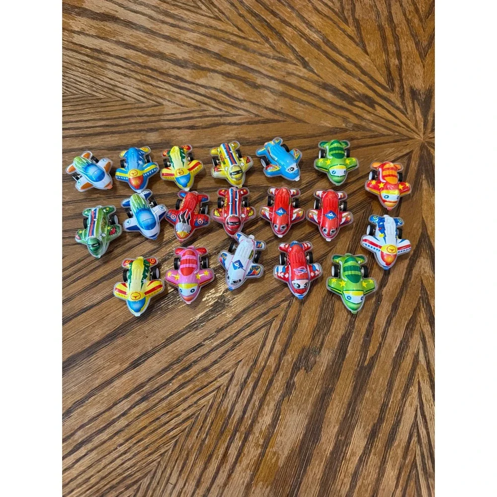 18 Pack Pull Back Airplane Toys Miniature Friction Powered Cartoon Jets Bulk Set